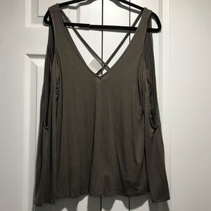 Tobi Cold Shoulder Jersey Blouse